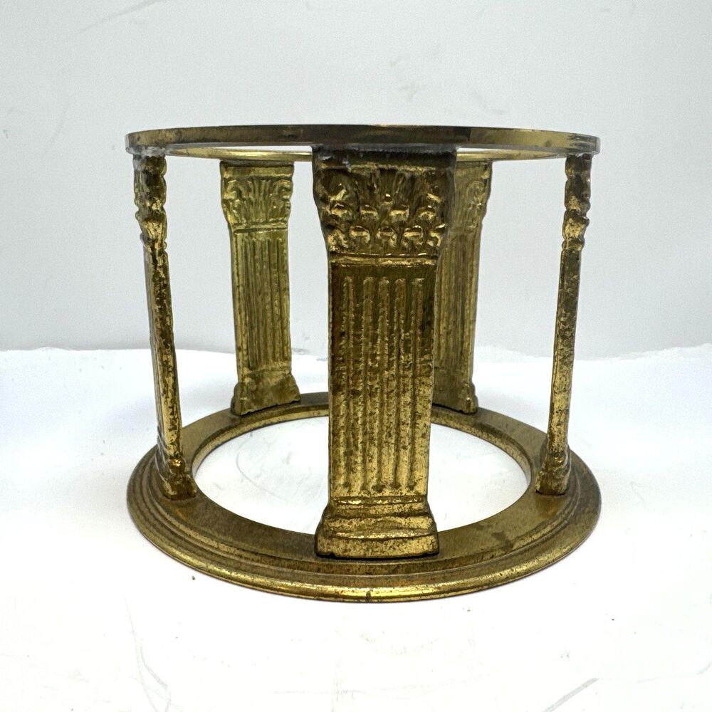 Vintage Brass Victorian/Regency Orb Globe Bowl Stand Holder 4x5